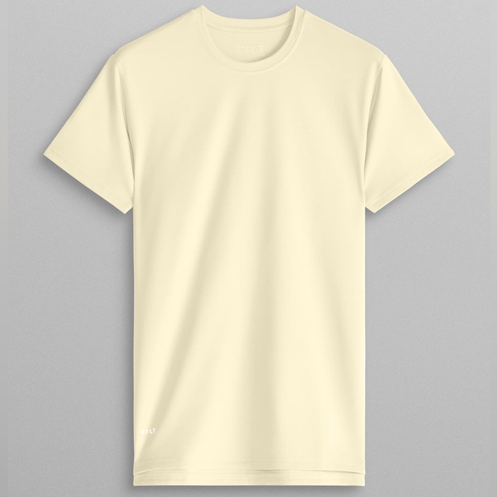 BYLT Basics Basic crew split hem T Shirt Size Large yellow